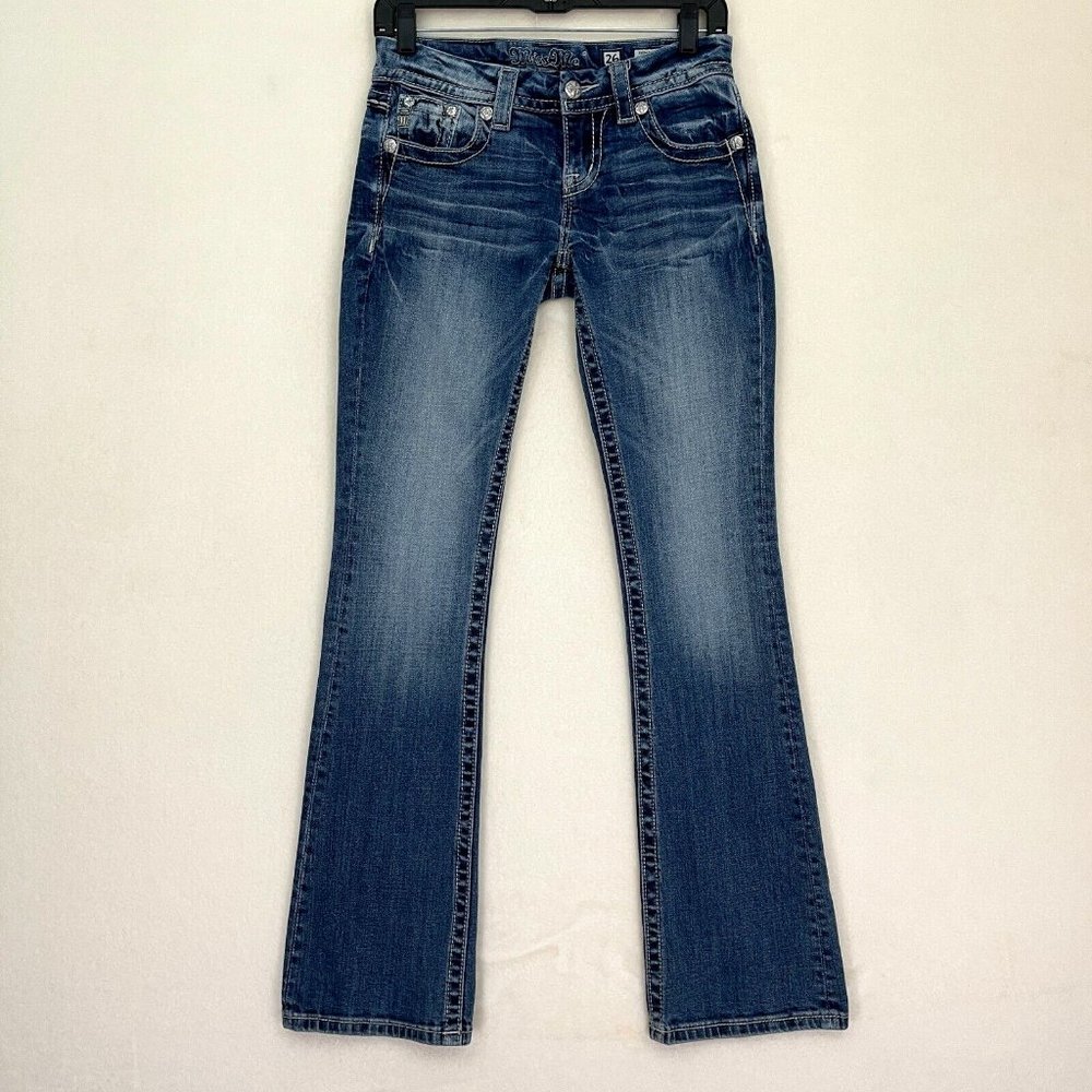 Miss Me Women's Jeans Size 26 Blue Denim Signature Boot Cut Inseam 33 JE8666B2L